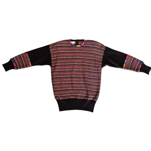 VTG 80s 90s  Antonella Preve Colorful Striped Sweater Sz S - Picture 9 of 11